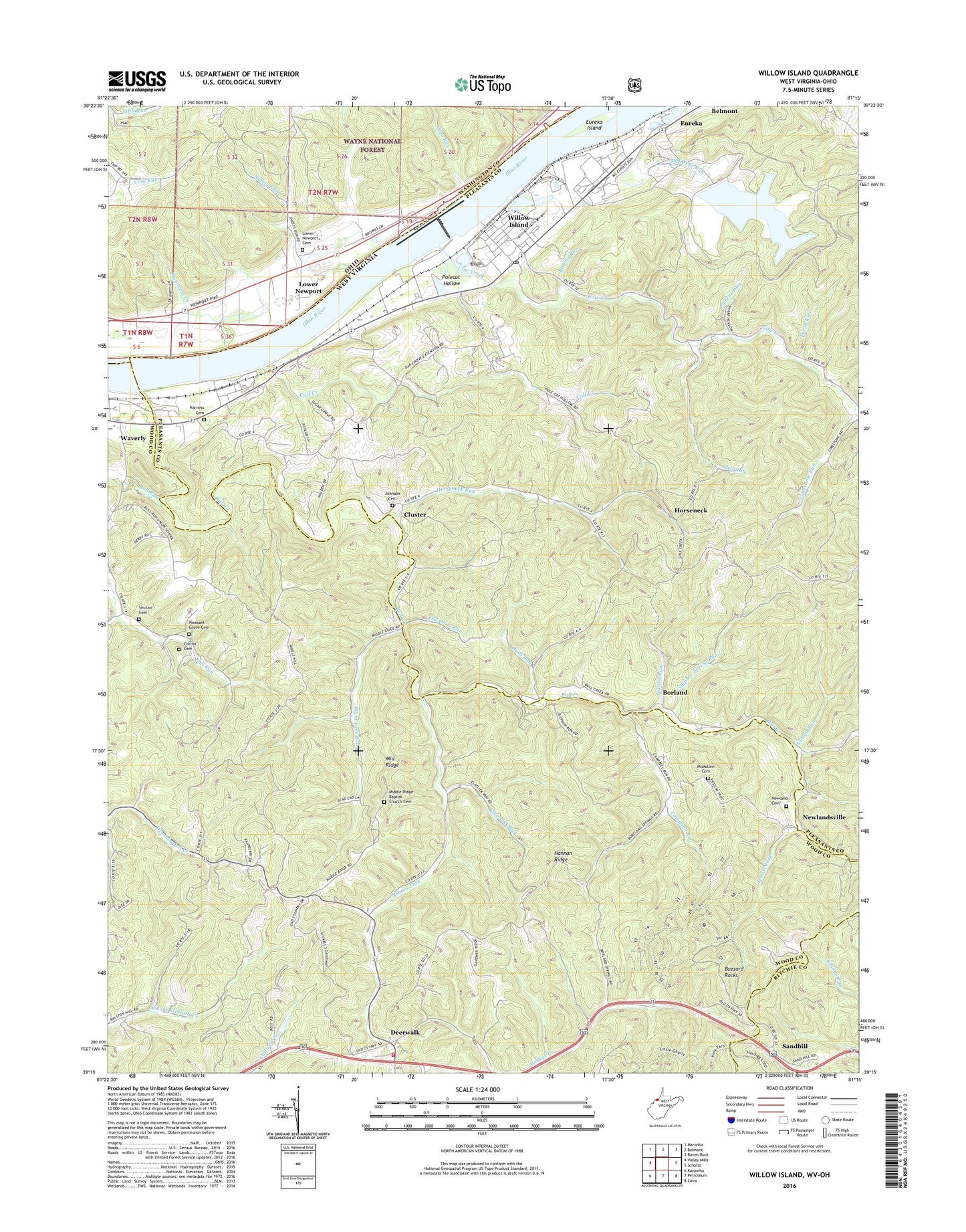 Willow Island West Virginia US Topo Map Image