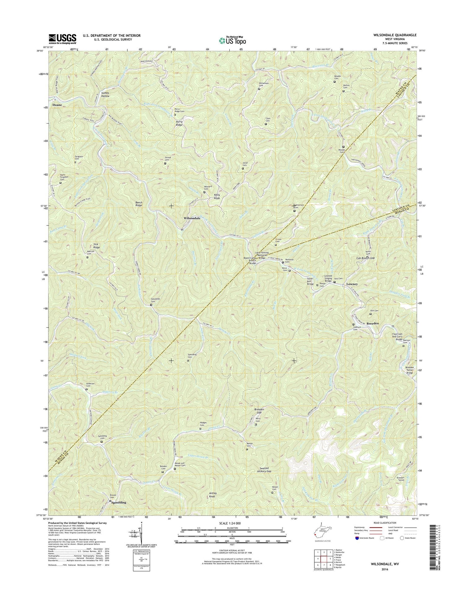 Wilsondale West Virginia US Topo Map Image