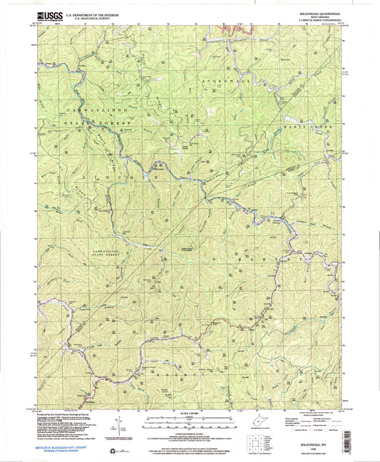 Classic USGS Wilsondale West Virginia 7.5'x7.5' Topo Map Image