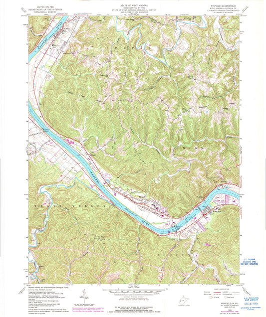 Classic USGS Winfield West Virginia 7.5'x7.5' Topo Map Image