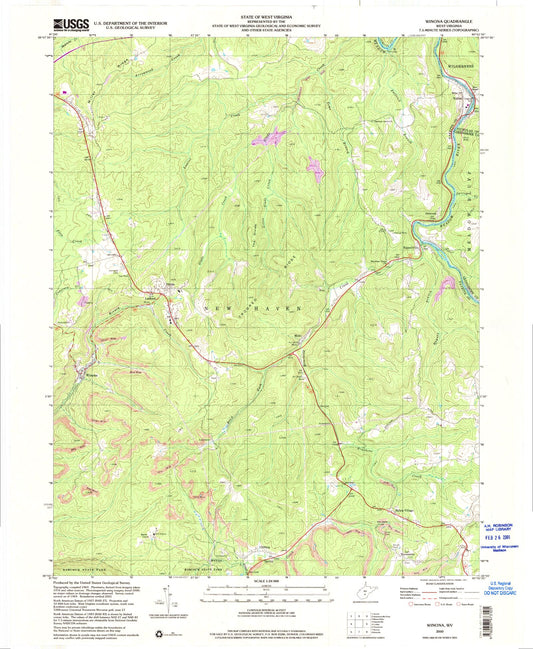 Classic USGS Winona West Virginia 7.5'x7.5' Topo Map Image