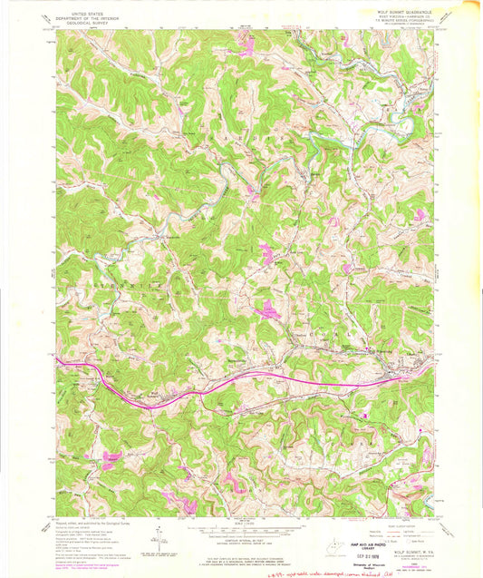 Classic USGS Wolf Summit West Virginia 7.5'x7.5' Topo Map Image