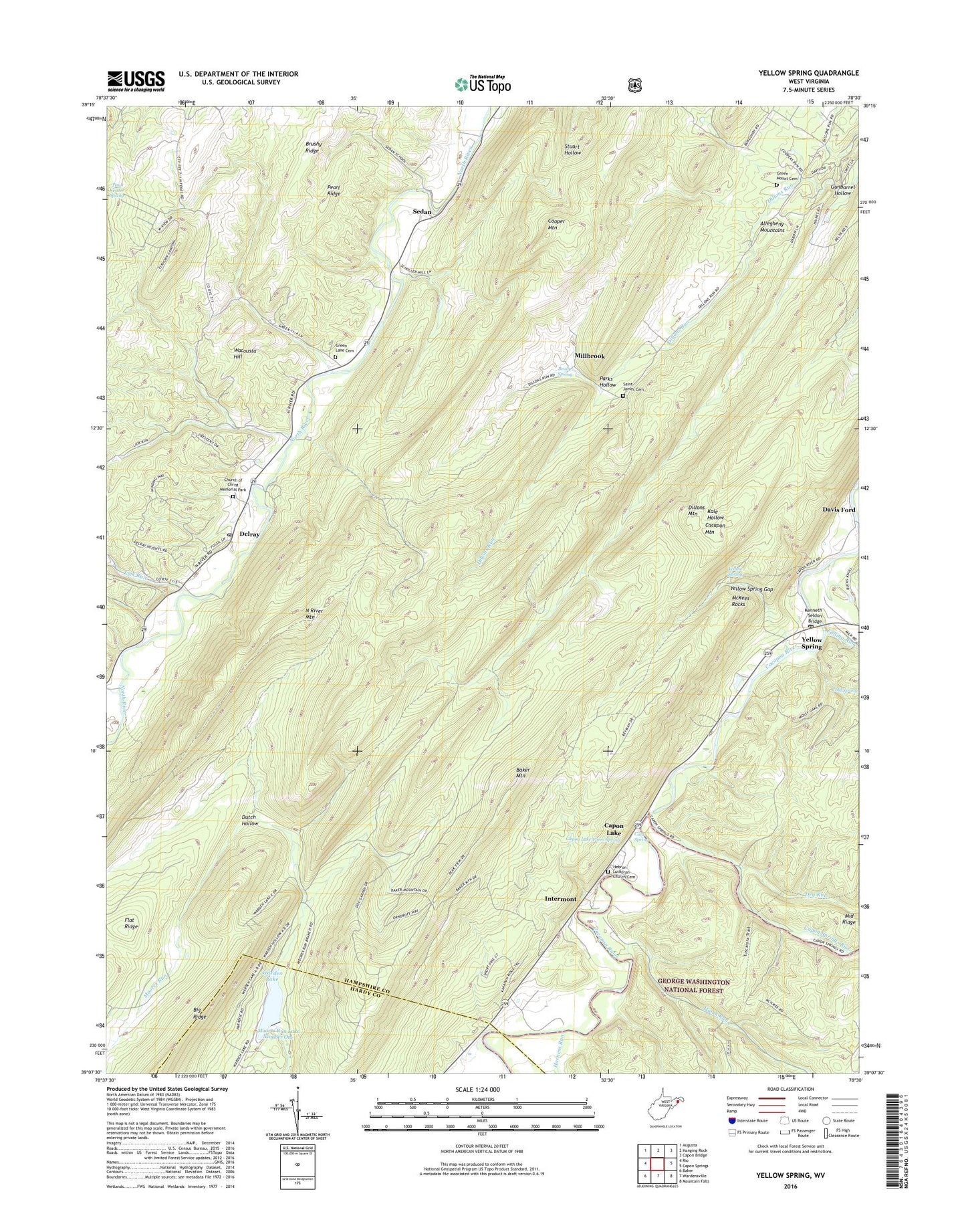 Yellow Spring West Virginia US Topo Map Image