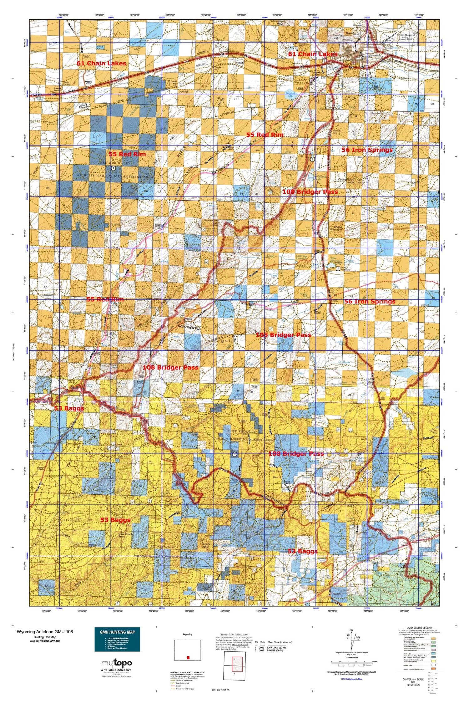 Wyoming Antelope GMU 108 Map Image