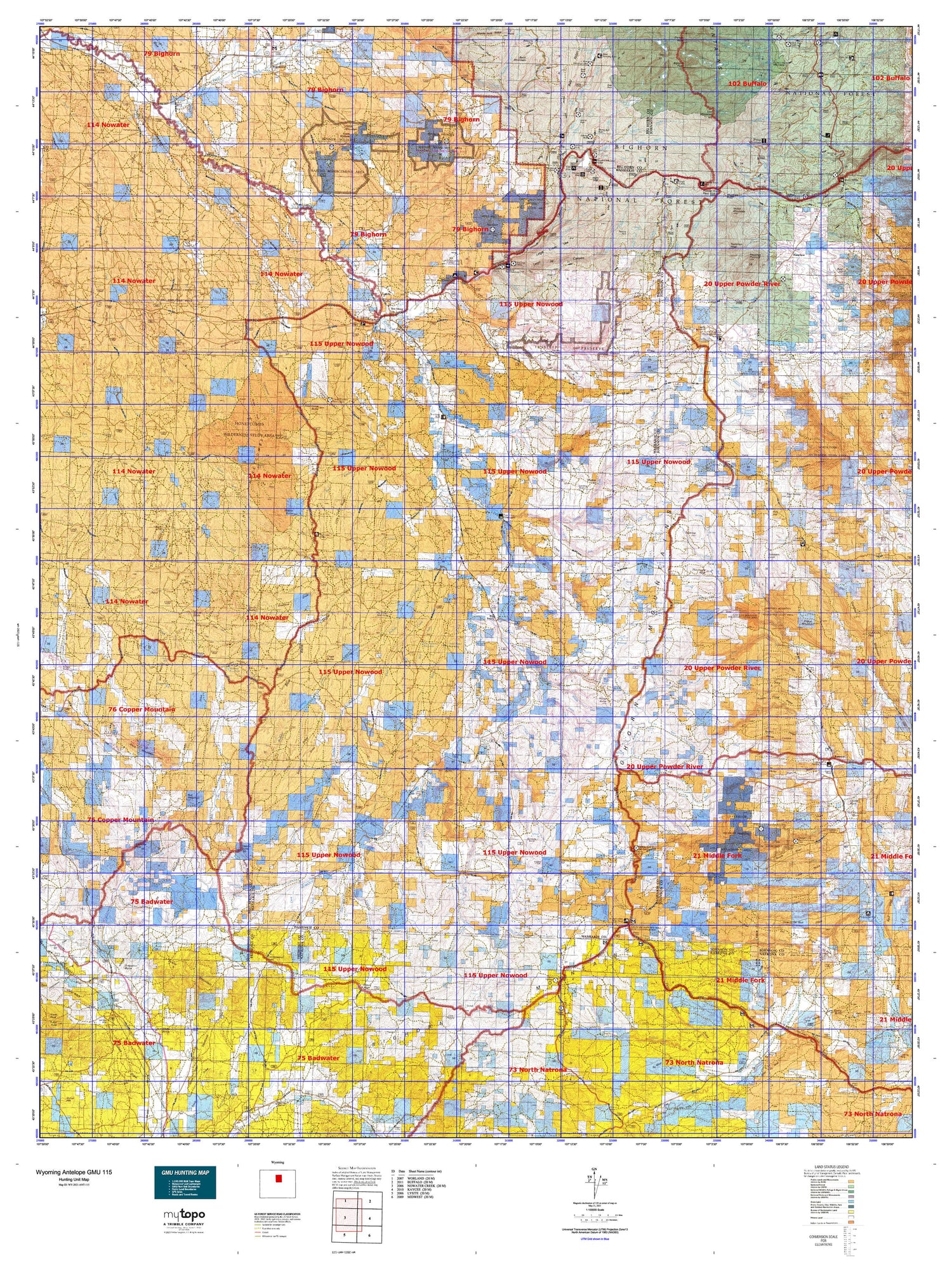 Wyoming Antelope Gmu 115 Map Mytopo Map Store 5809