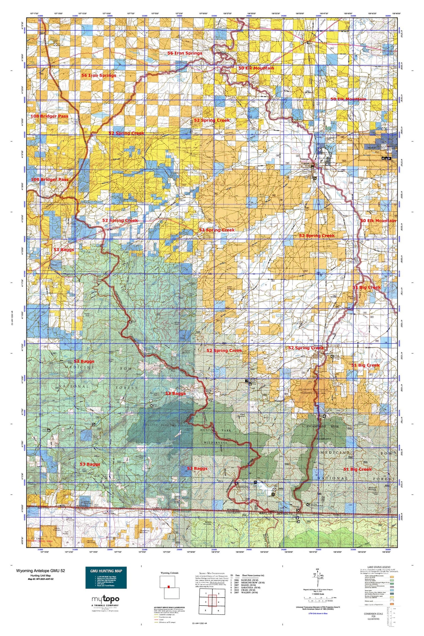 Wyoming Antelope GMU 52 Map Image