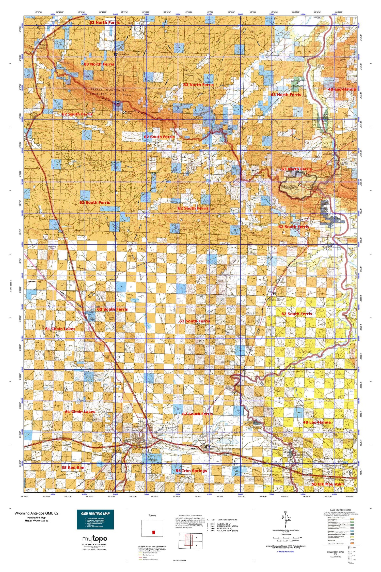 Wyoming Antelope GMU 62 Map Image