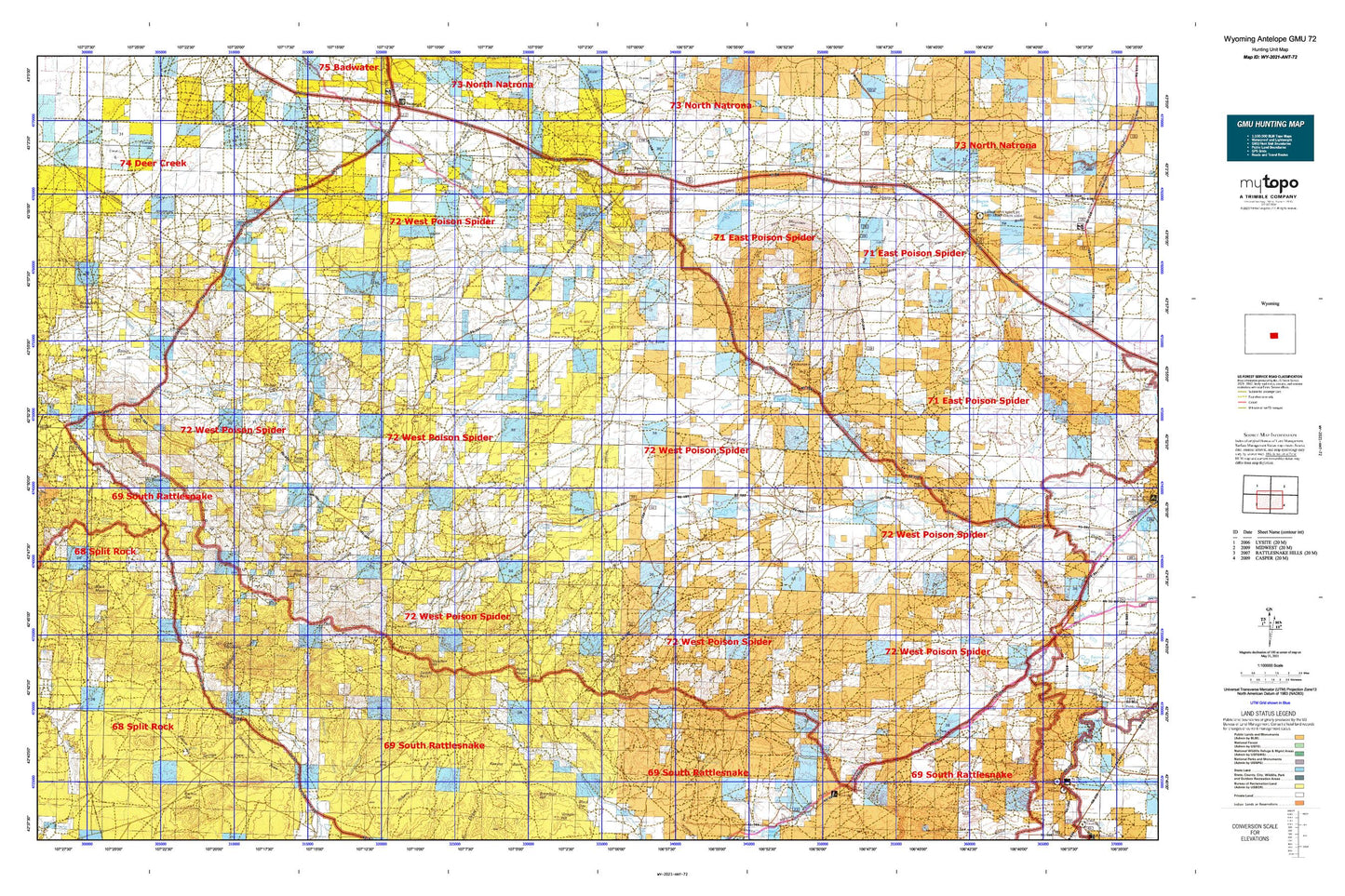 Wyoming Antelope GMU 72 Map Image