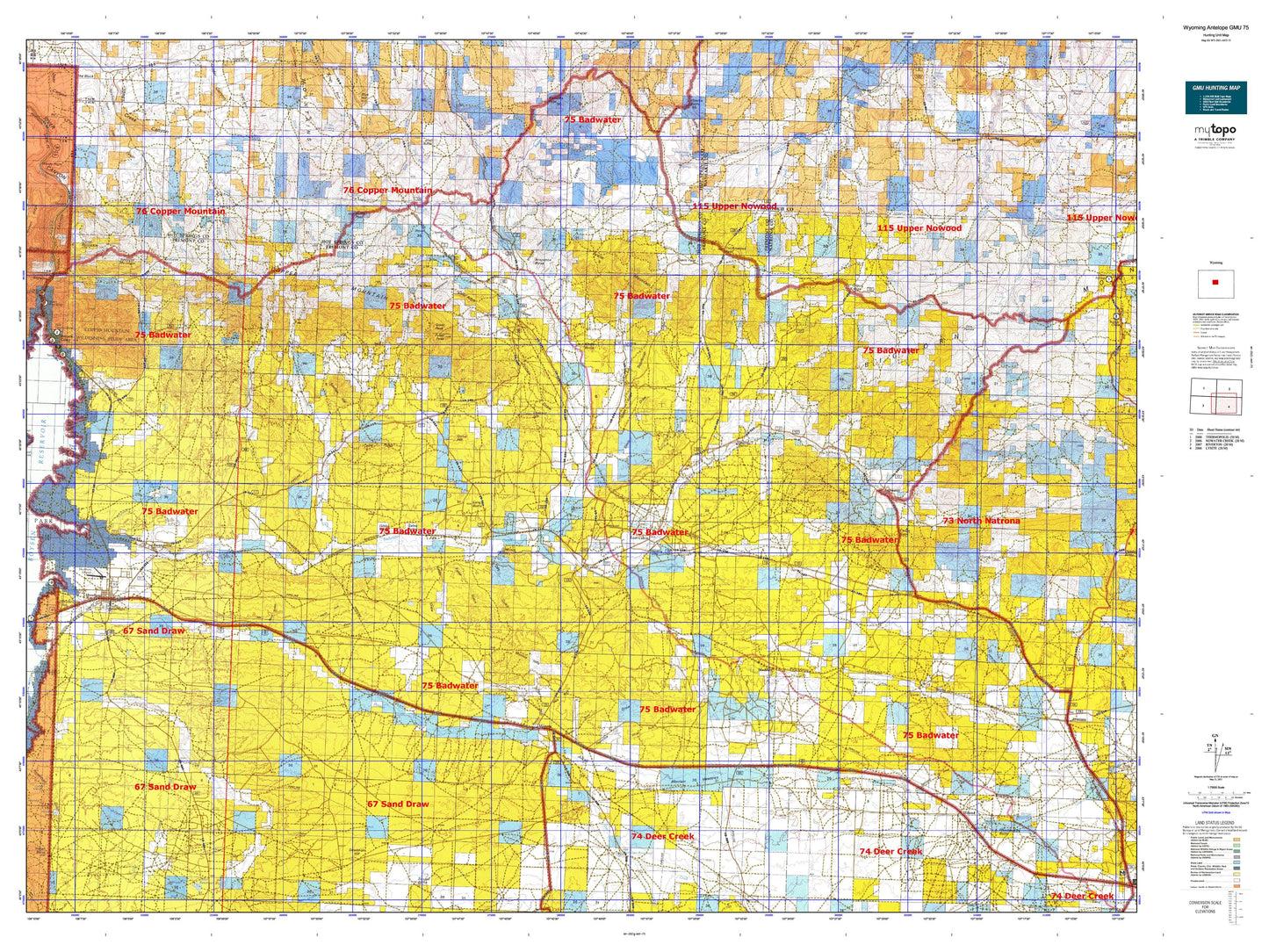 Wyoming Antelope GMU 75 Map Image