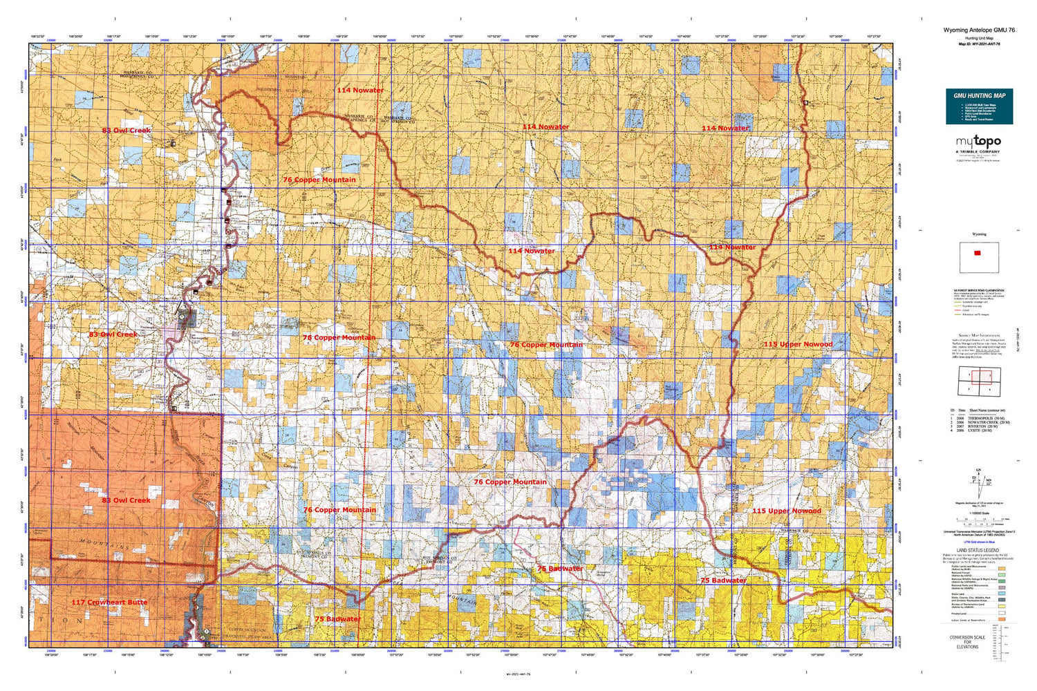 Wyoming Antelope GMU 76 Map Image