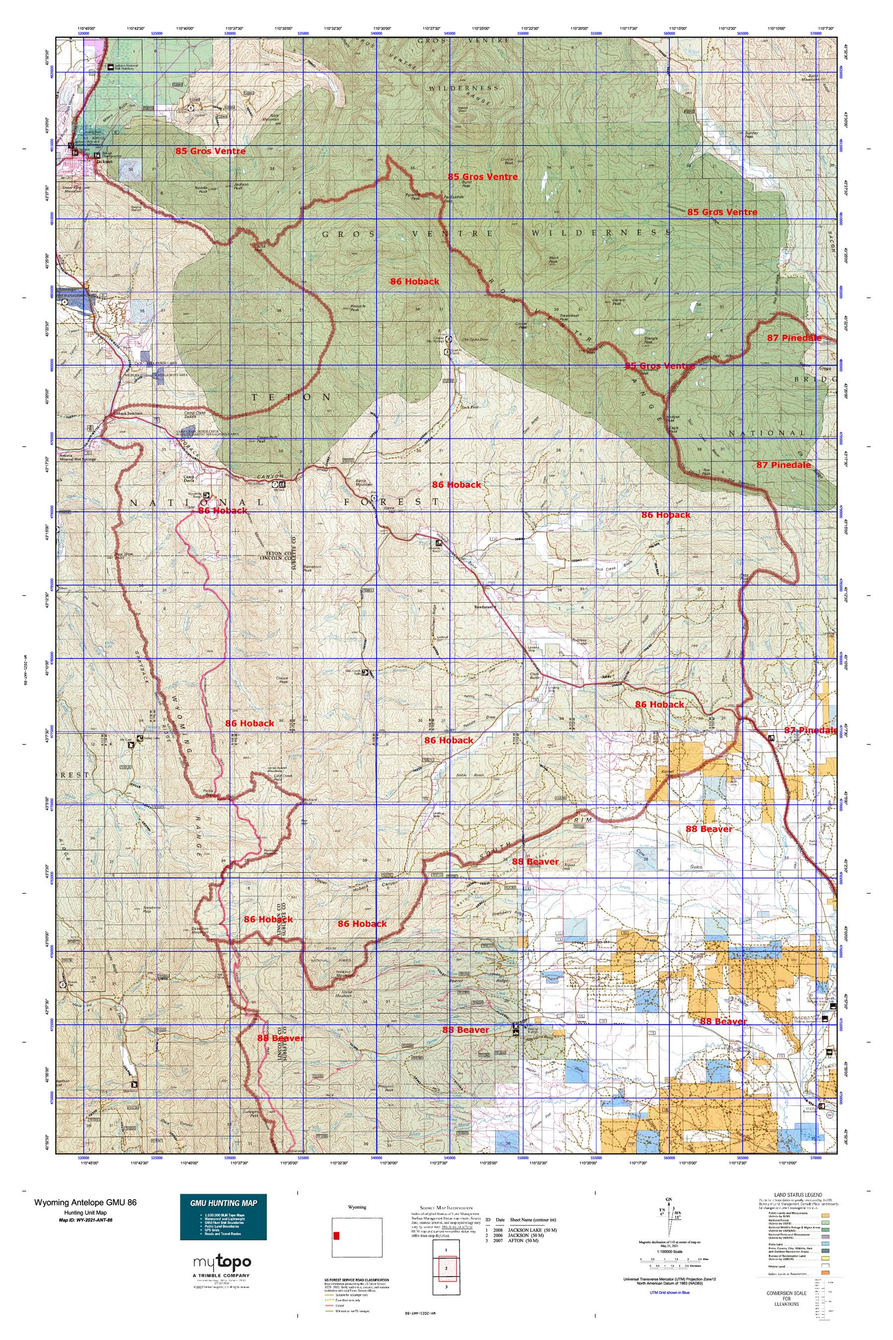 Wyoming Antelope Gmu 86 Map Mytopo Map Store 7544