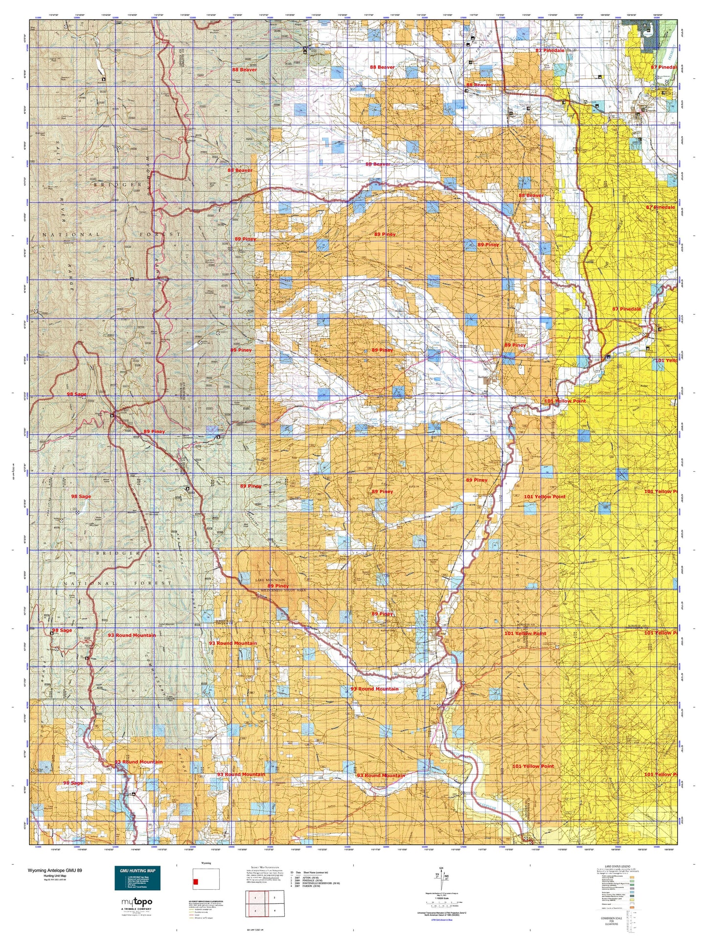 Wyoming Antelope GMU 89 Map Image