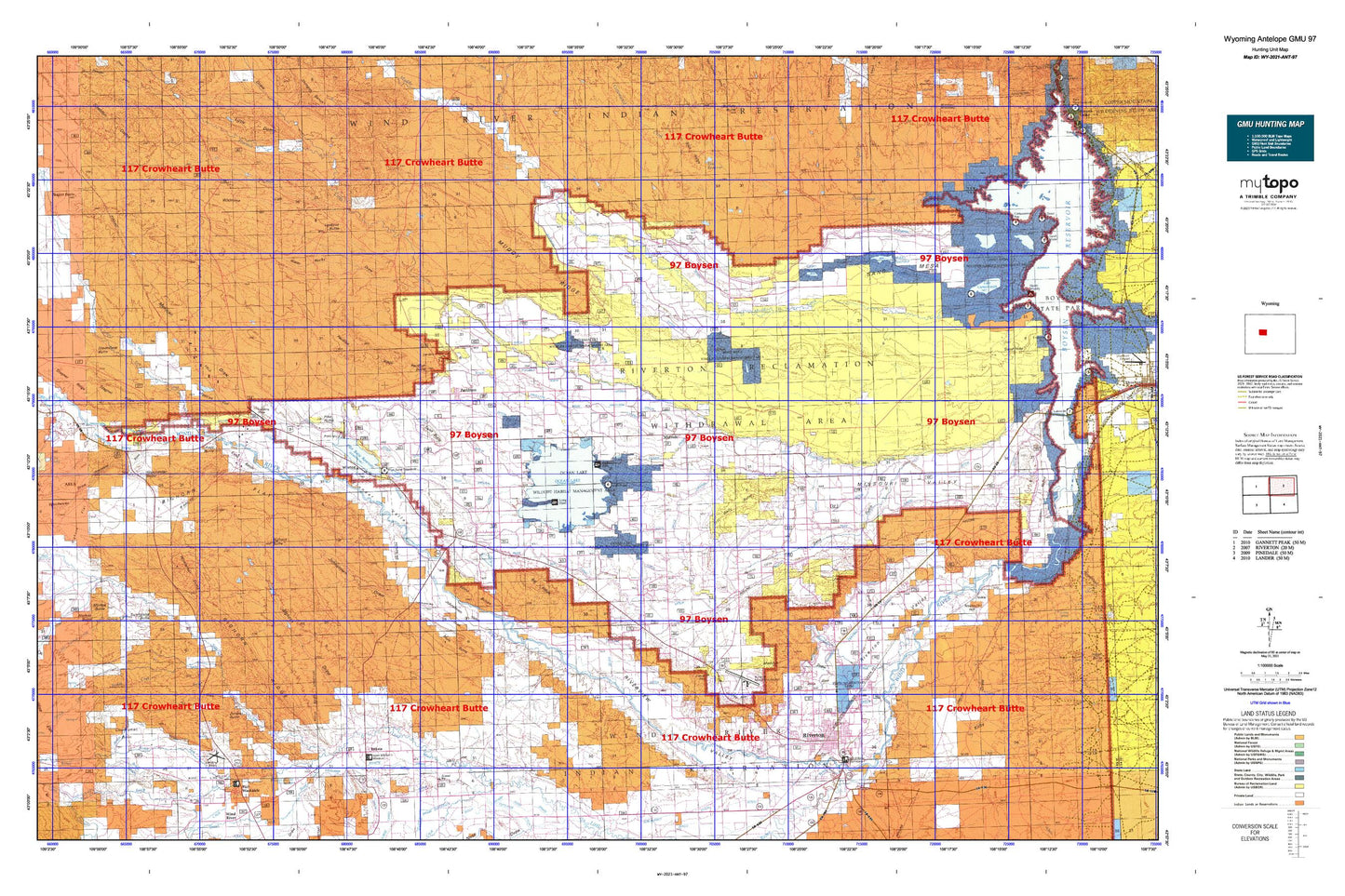 Wyoming Antelope GMU 97 Map Image