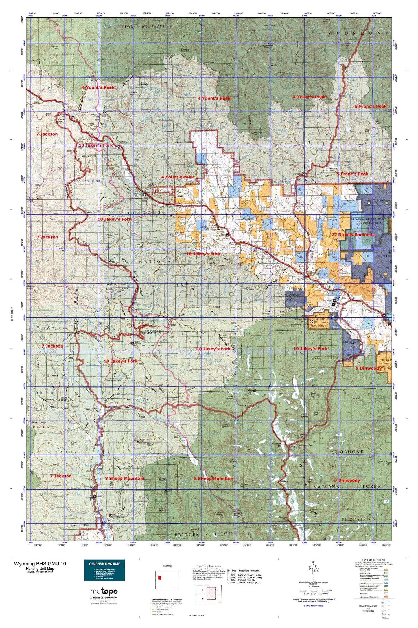 Wyoming Bighorn Sheep GMU 10 Map Image