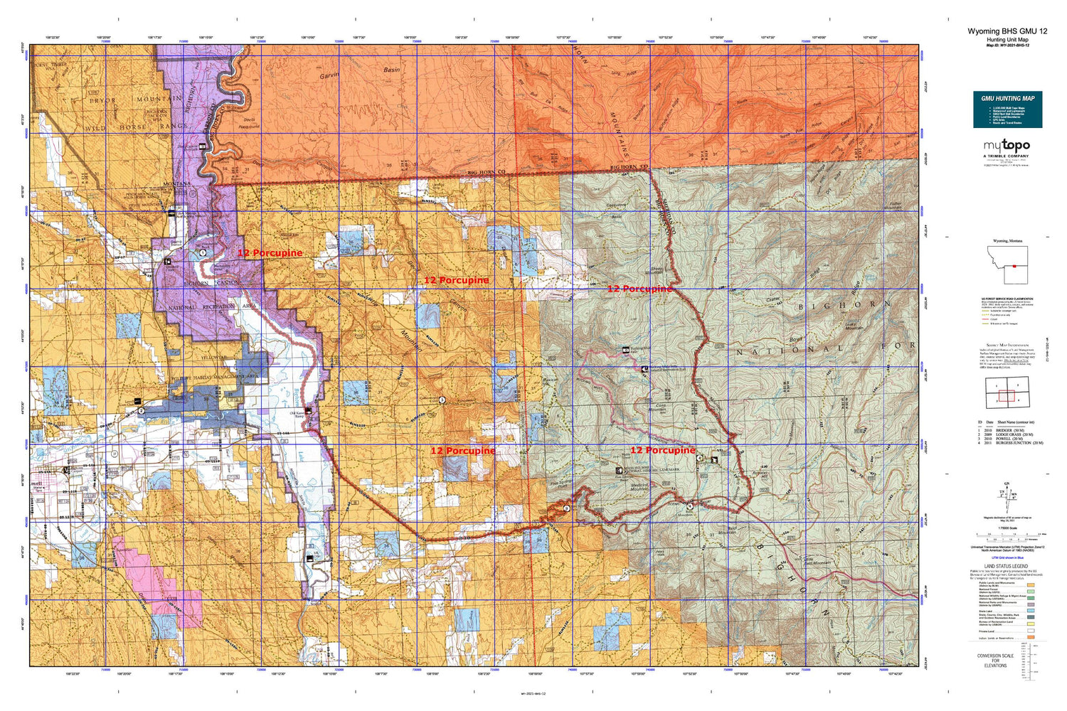 Wyoming Bighorn Sheep GMU 12 Map Image