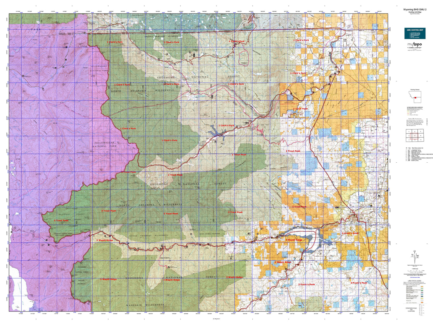 Wyoming Bighorn Sheep GMU 2 Map Image