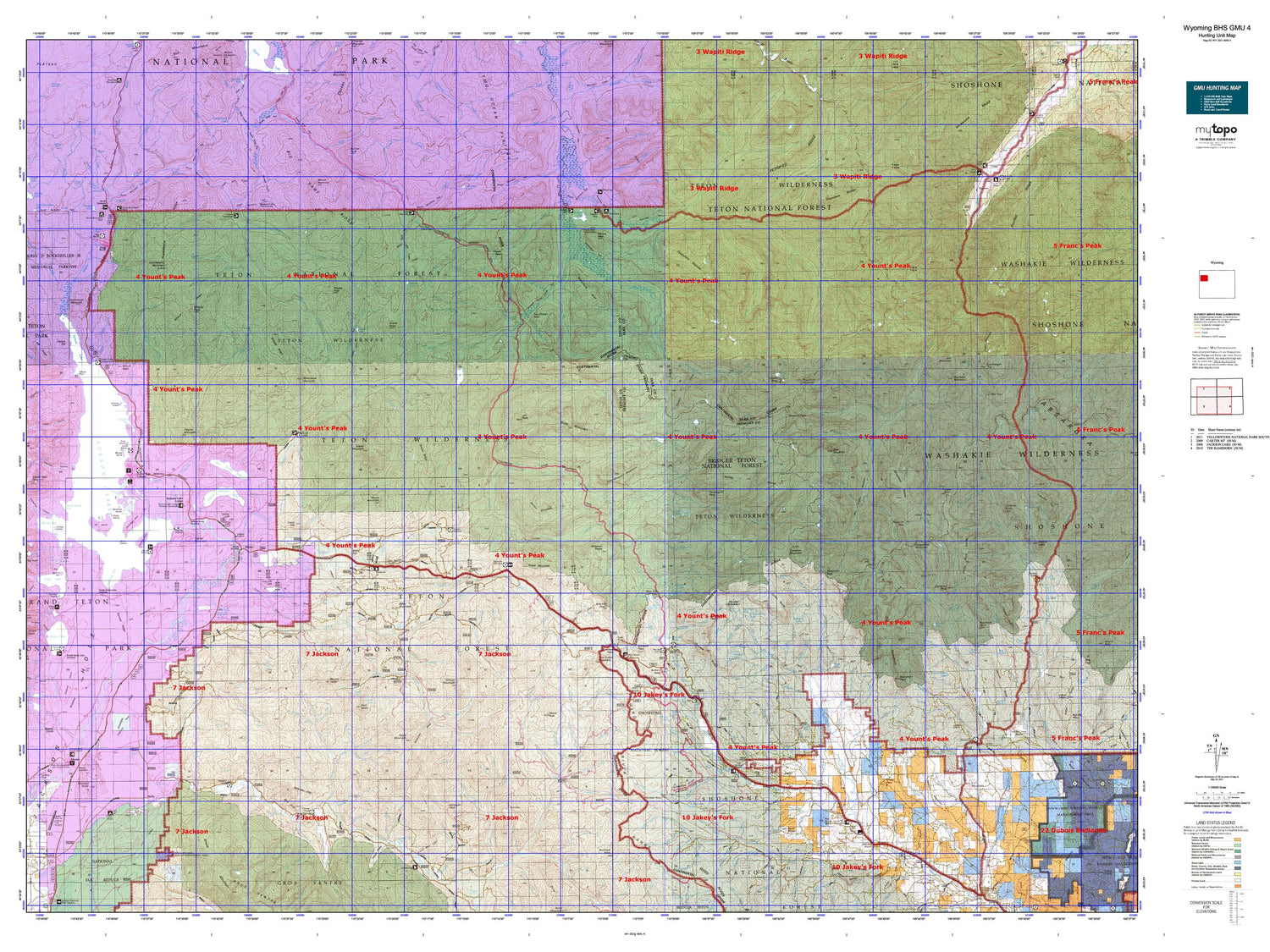 Wyoming Bighorn Sheep GMU 4 Map Image