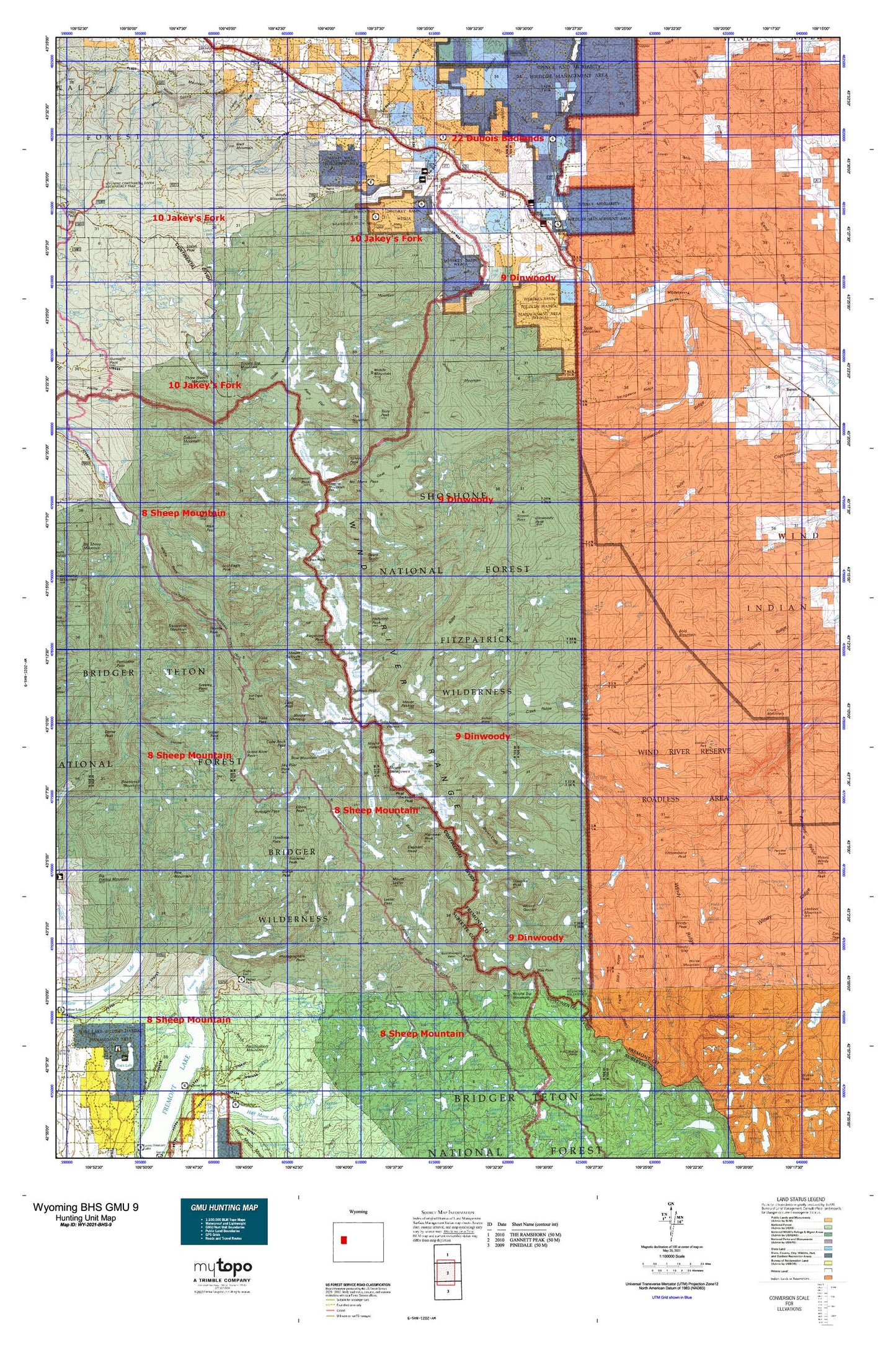 Wyoming Bighorn Sheep GMU 9 Map Image