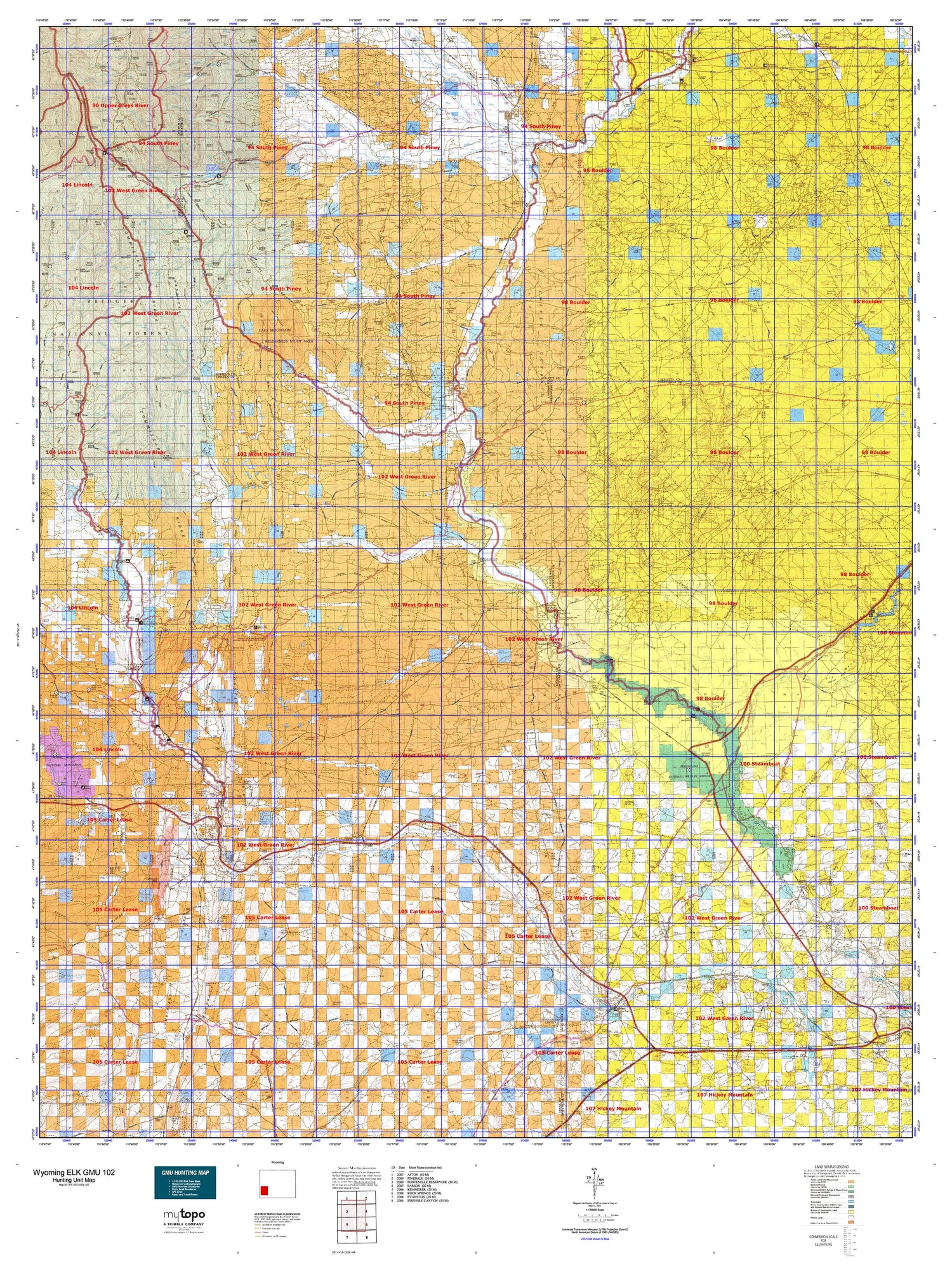 Wyoming Elk GMU 102 Map Image