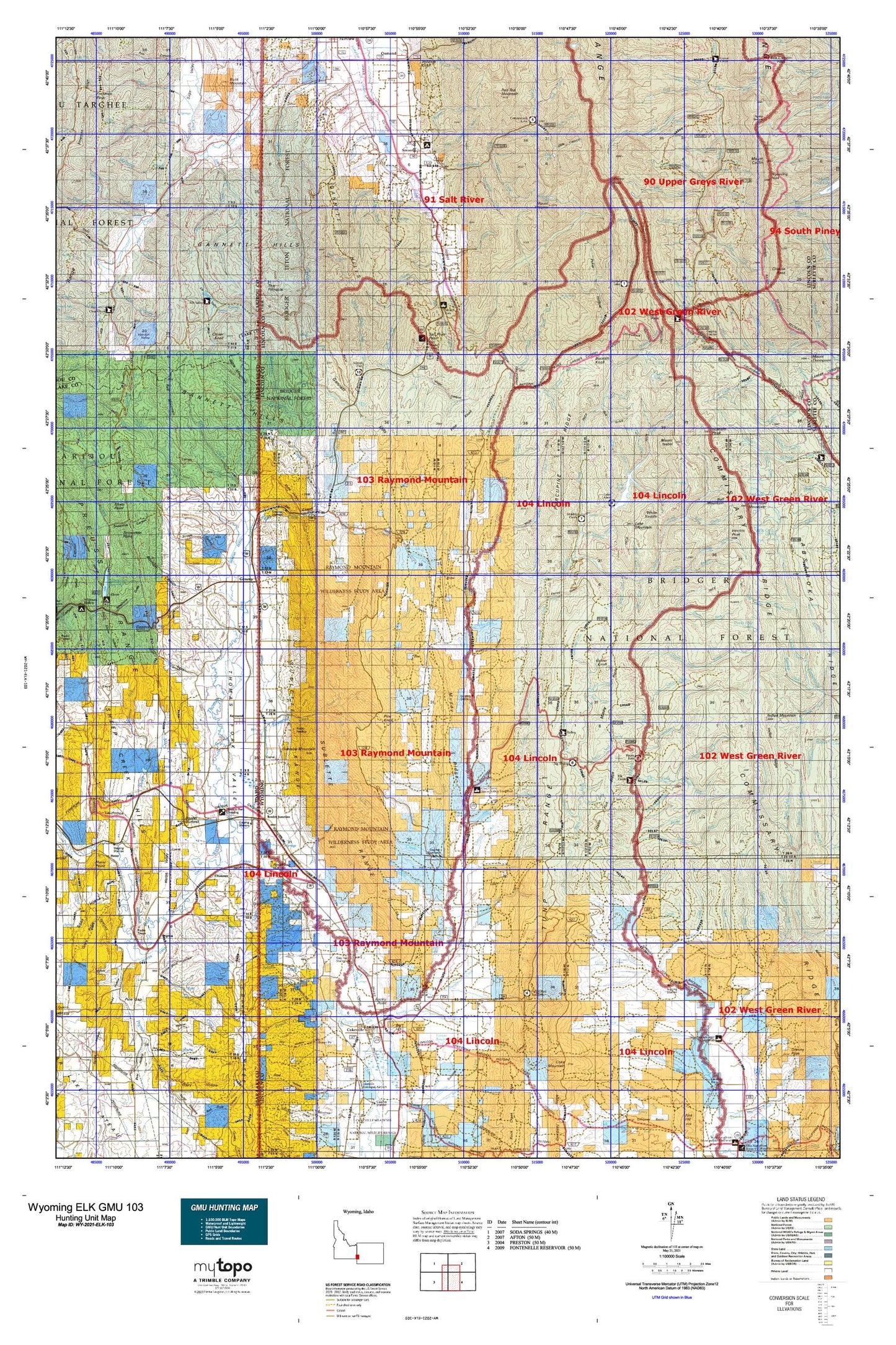 Wyoming Elk GMU 103 Map Image