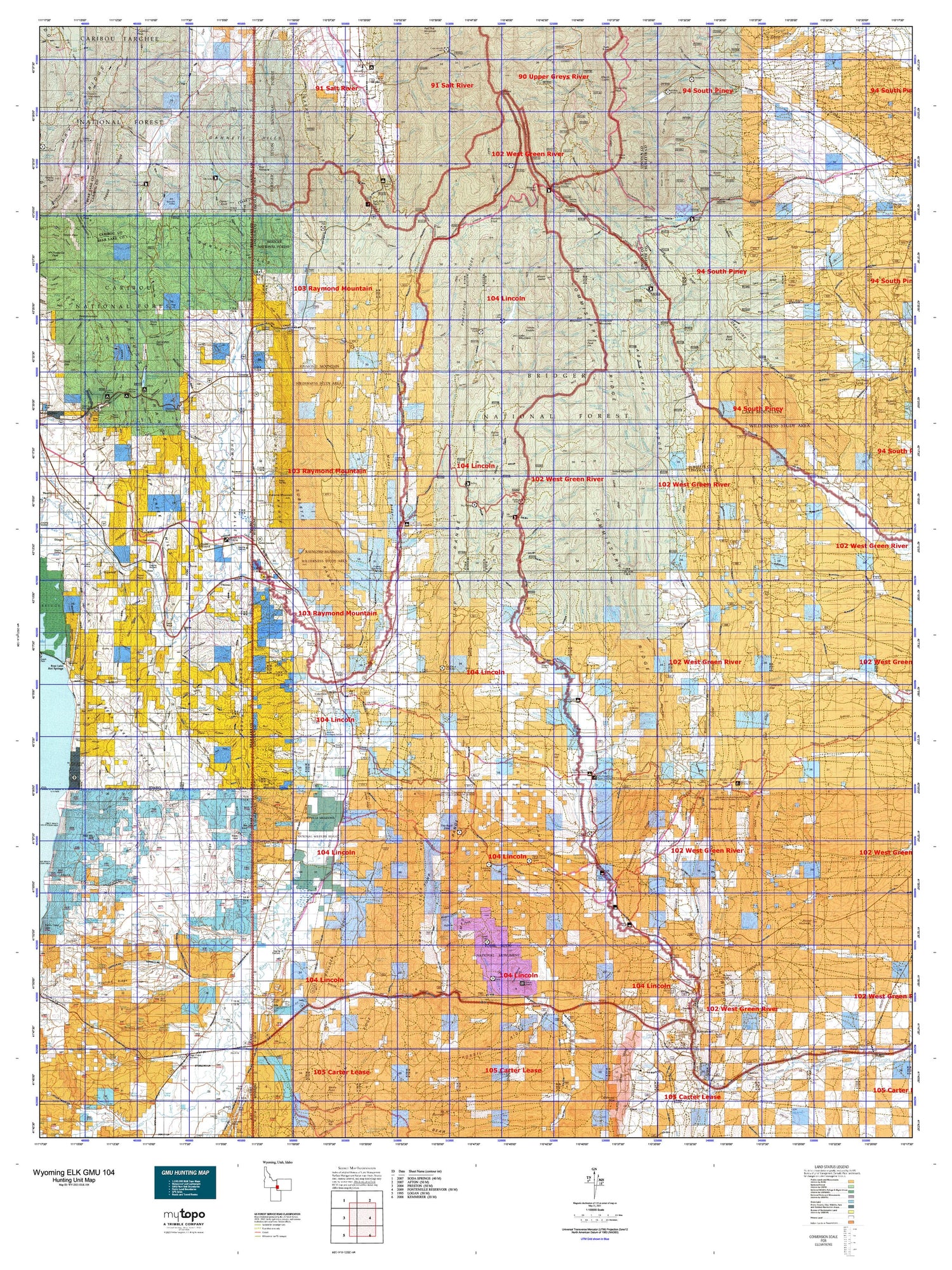 Wyoming Elk GMU 104 Map Image