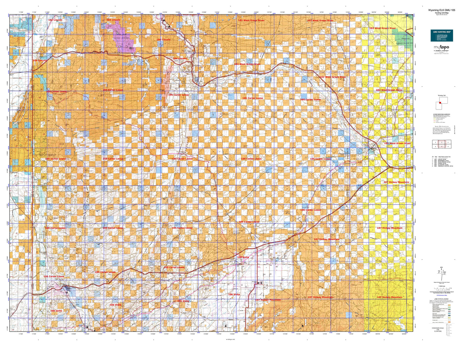 Wyoming Elk GMU 105 Map Image