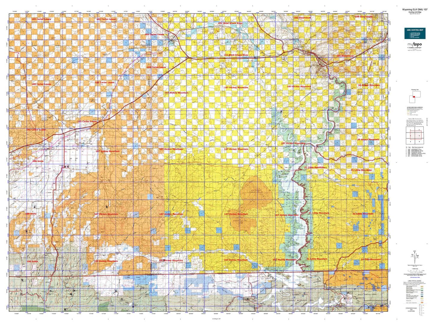Wyoming Elk GMU 107 Map Image