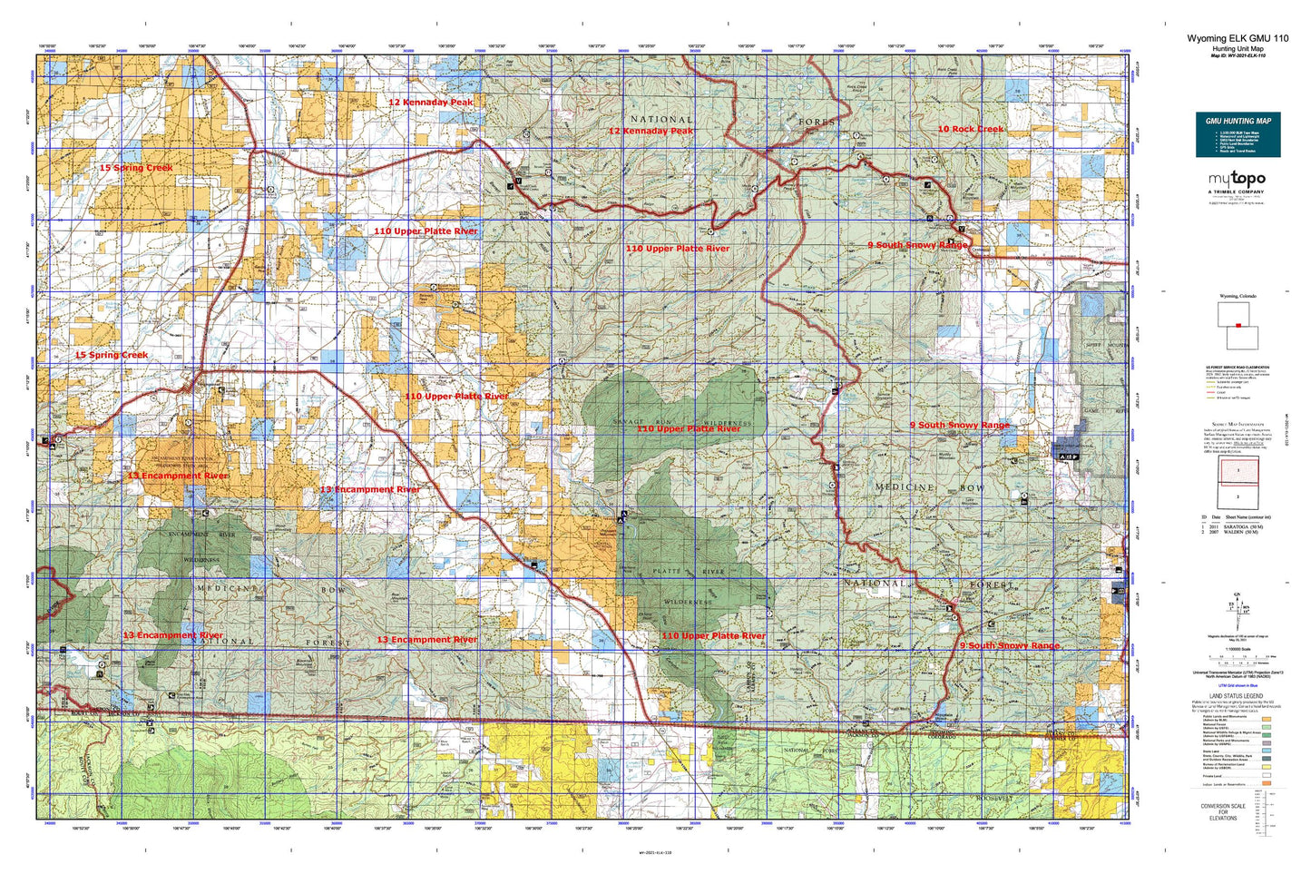 Wyoming Elk GMU 110 Map Image