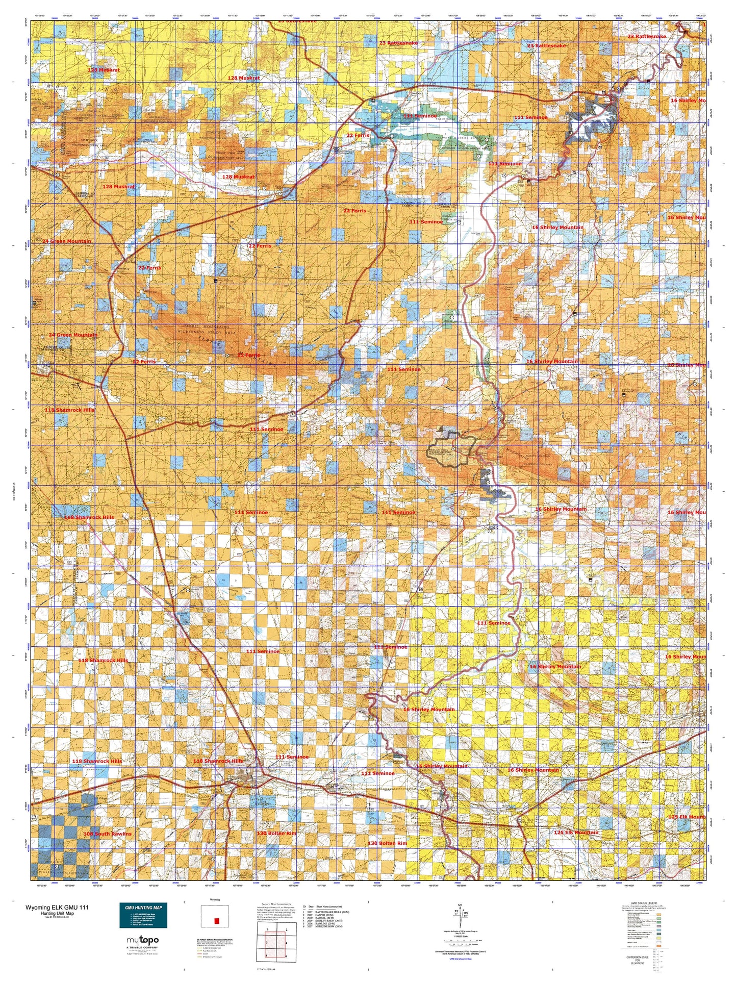 Wyoming Elk GMU 111 Map Image
