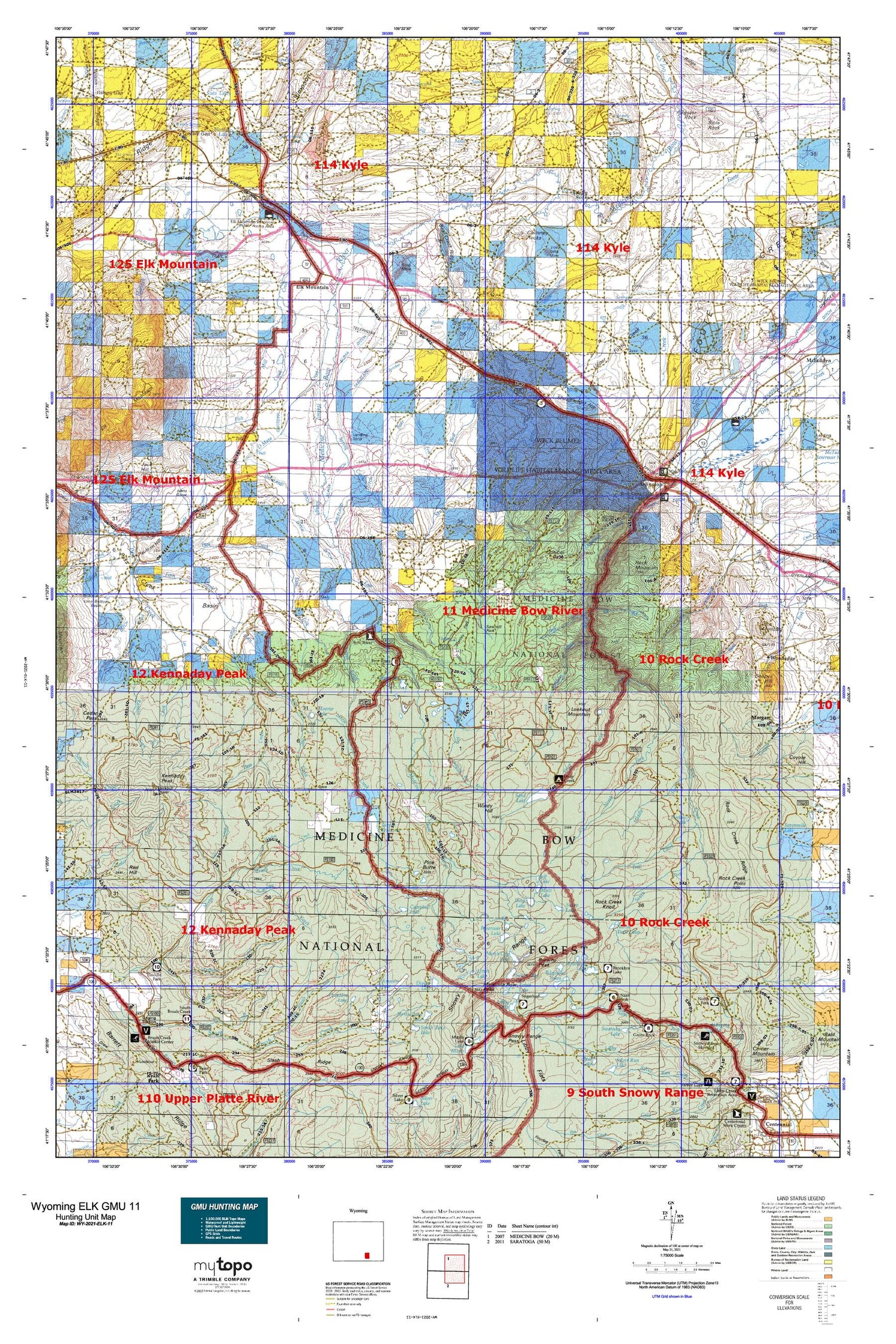 Wyoming Elk GMU 11 Map Image