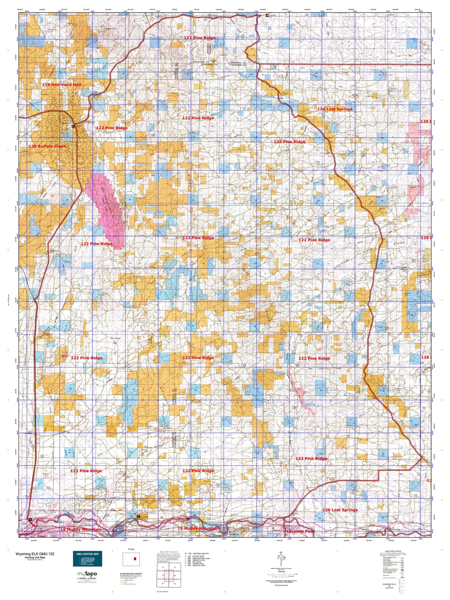 Wyoming Elk GMU 122 Map Image