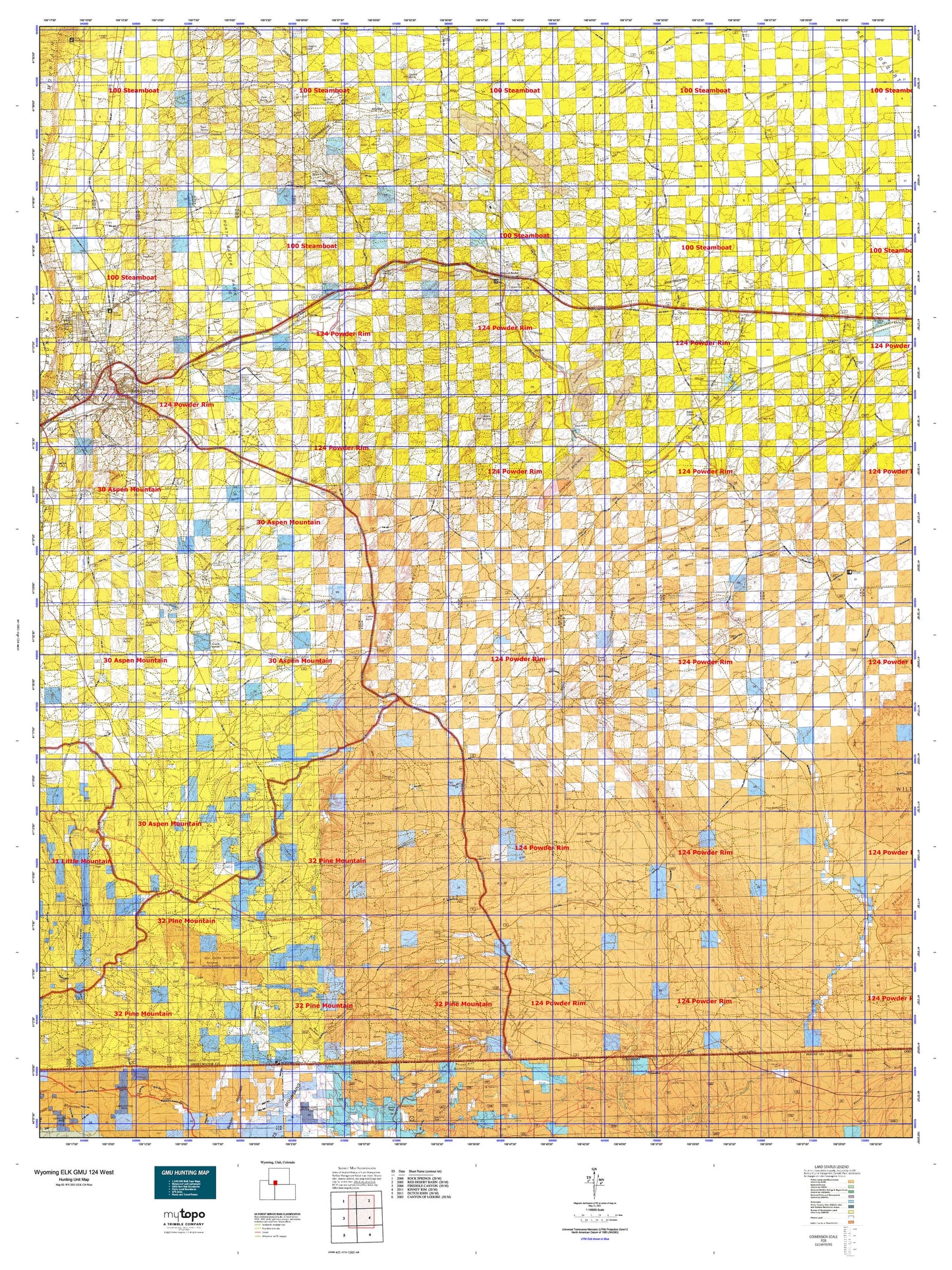 Wyoming Elk GMU 124 West Map Image