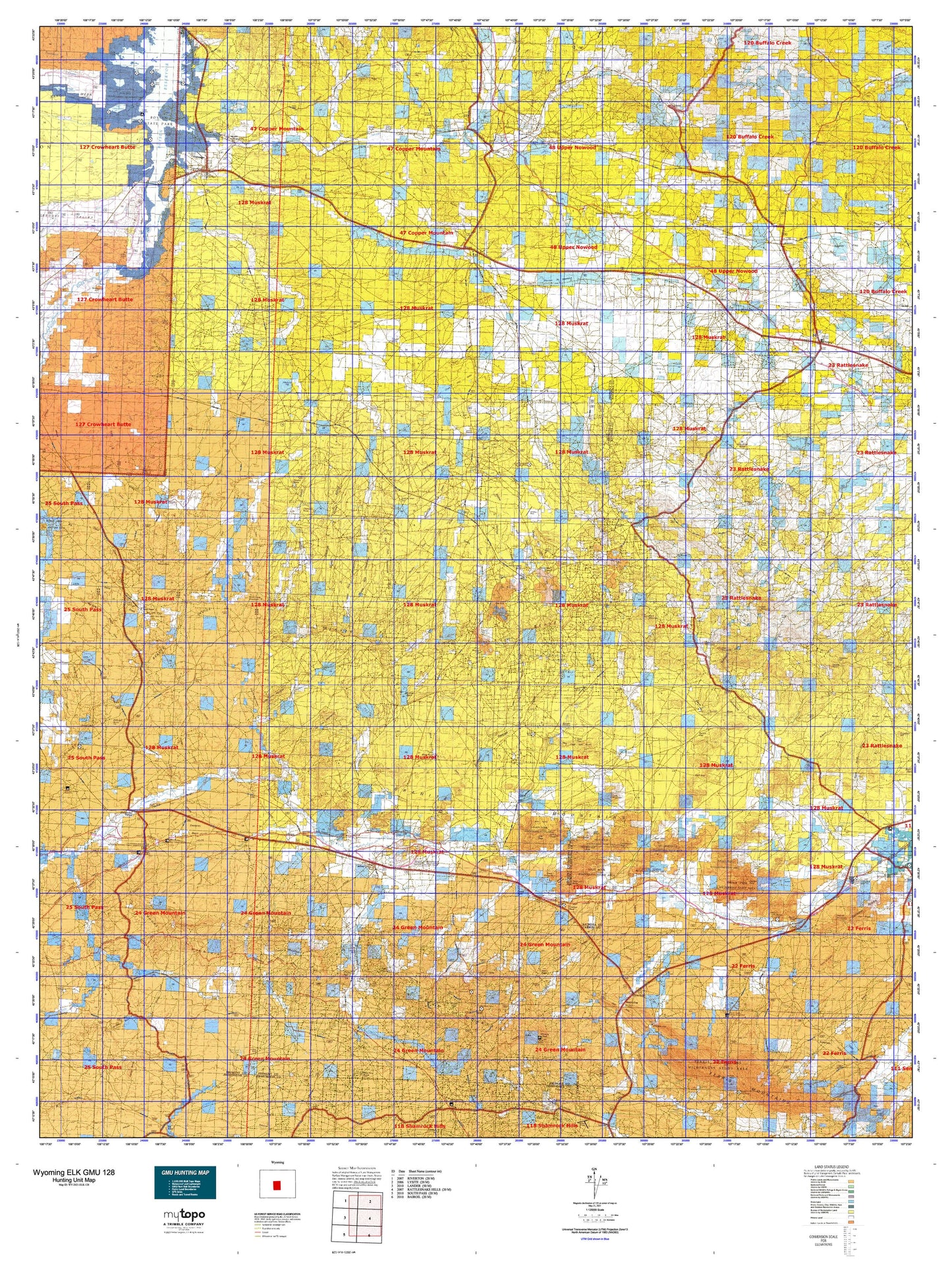 Wyoming Elk GMU 128 Map Image