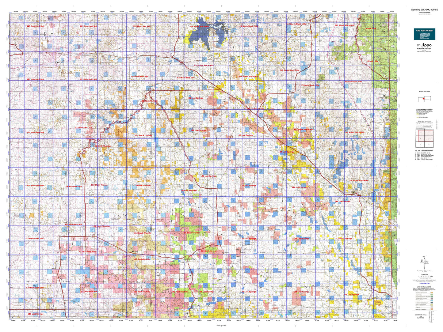 Wyoming Elk GMU 129 SE Map Image