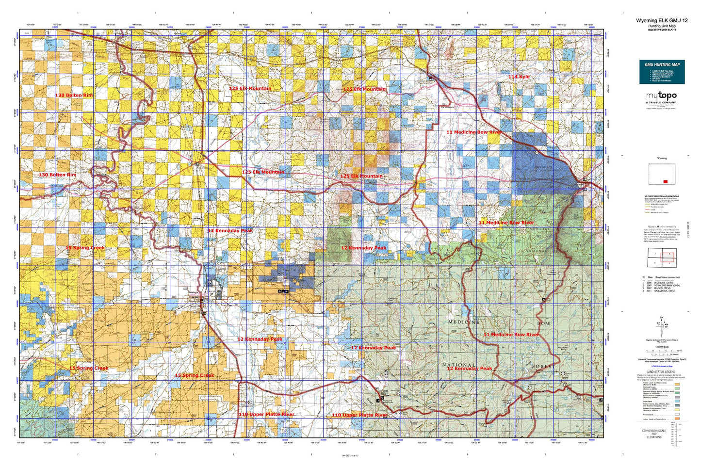 Wyoming Elk GMU 12 Map Image