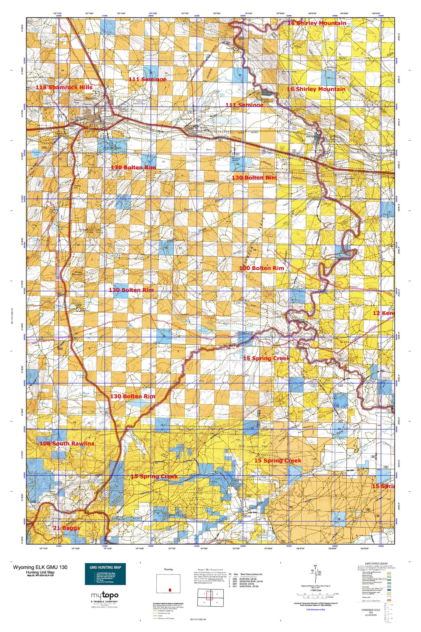 Wyoming Elk GMU 130 Map Image