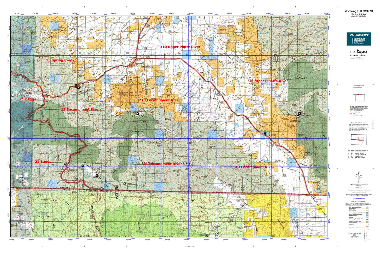 Wyoming Elk GMU 13 Map Image