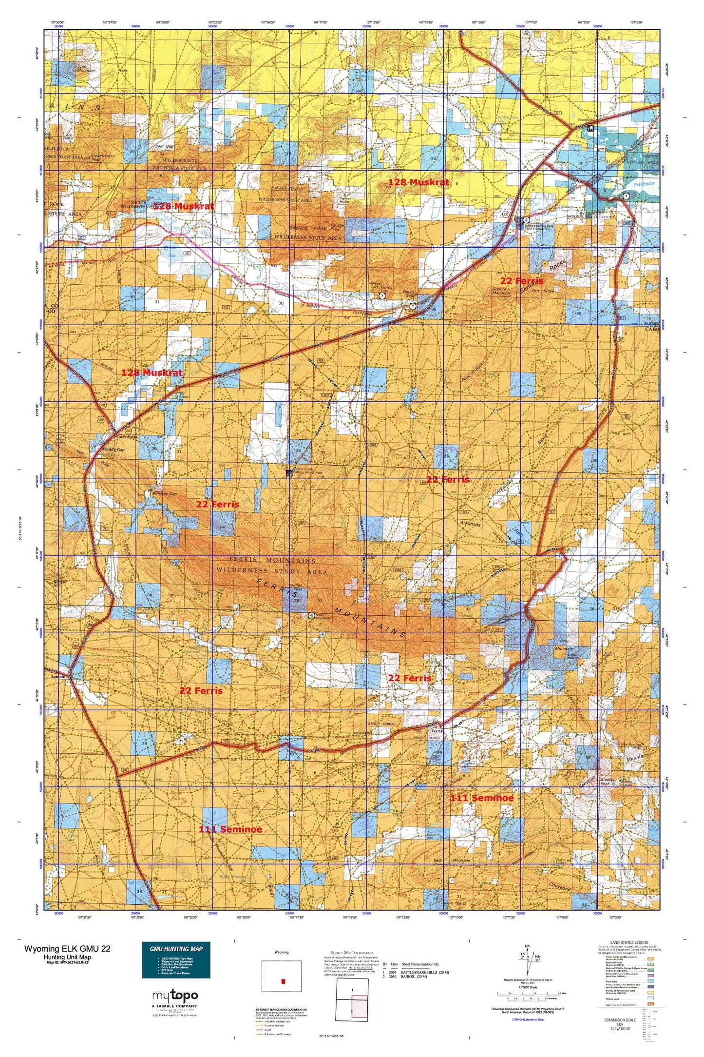 Wyoming Elk GMU 22 Map Image
