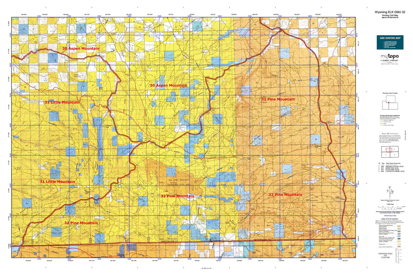 Wyoming Elk GMU 32 Map Image