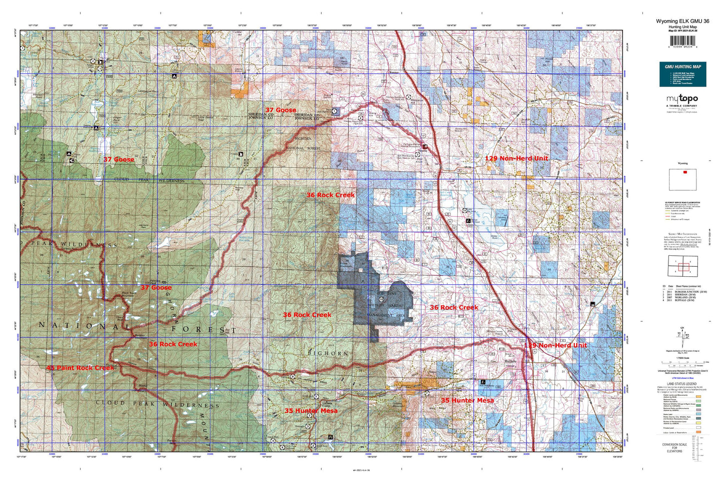 Wyoming Elk GMU 36 Map Image