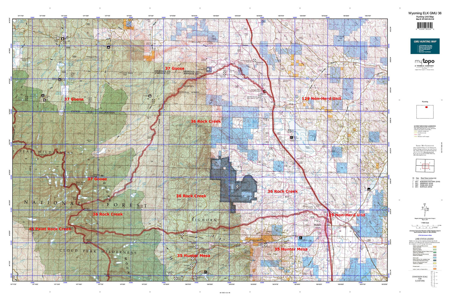 Wyoming Elk GMU 36 Map Image