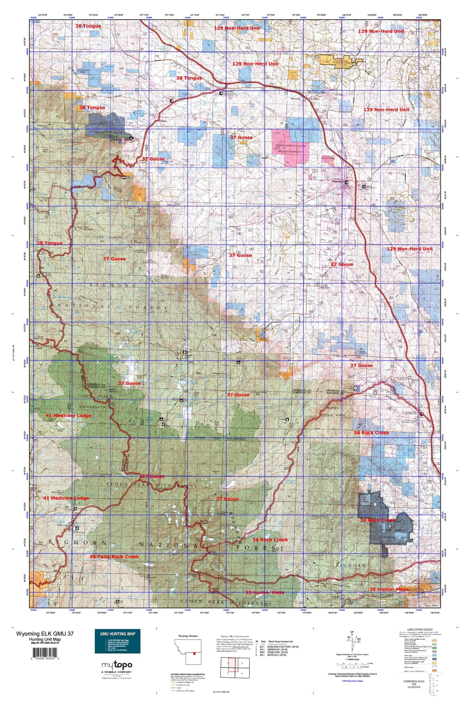 Wyoming Elk GMU 37 Map Image