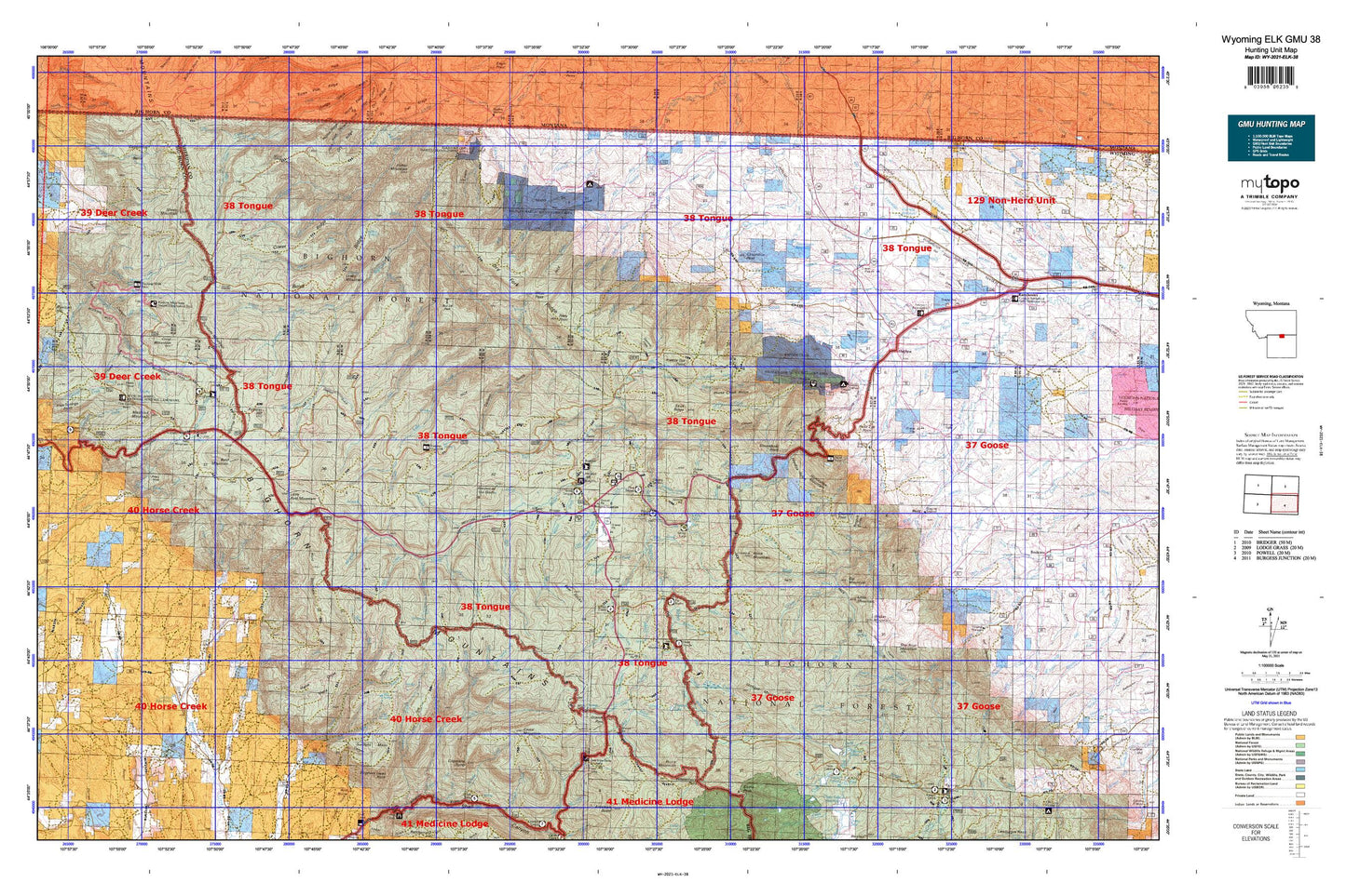 Wyoming Elk GMU 38 Map Image