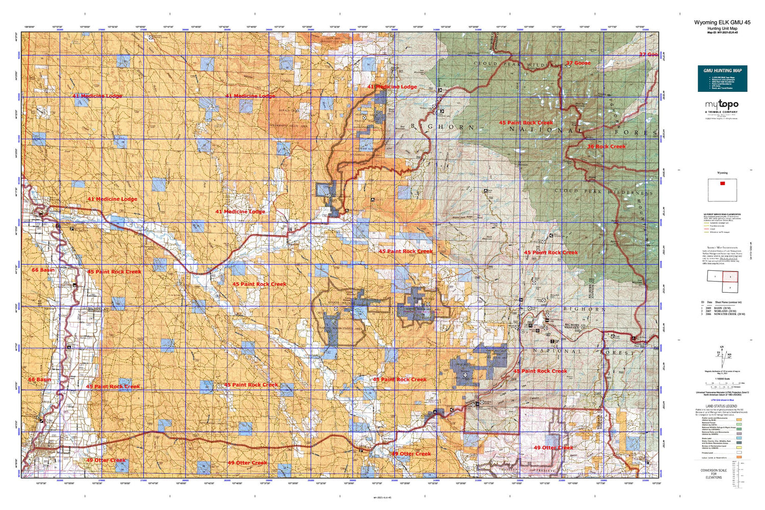 Wyoming Elk GMU 45 Map Image
