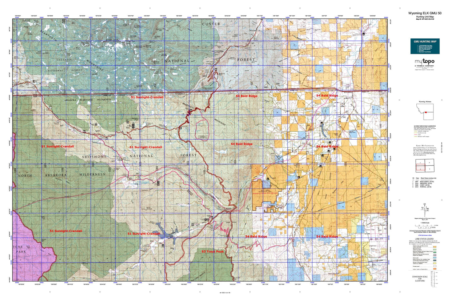 Wyoming Elk GMU 50 Map Image