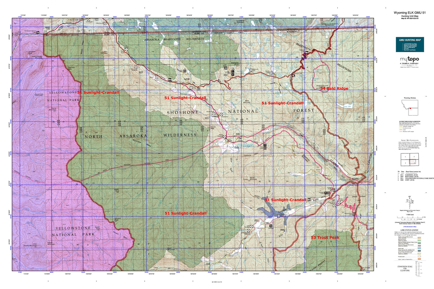 Wyoming Elk GMU 51 Map Image