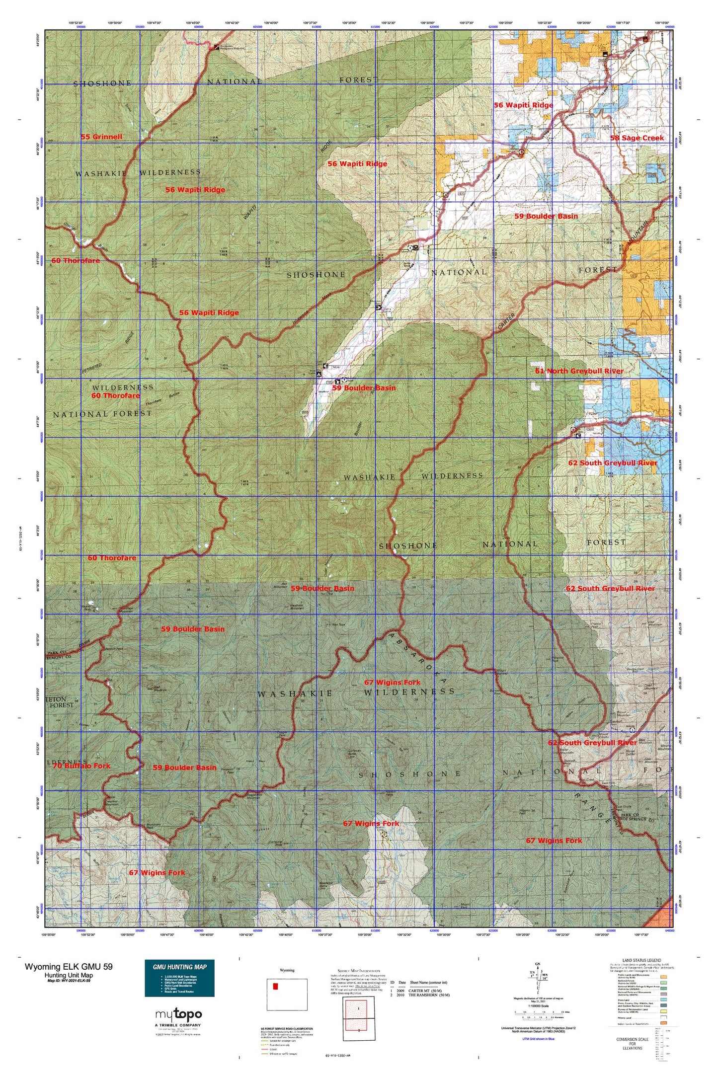 Wyoming Elk GMU 59 Map Image