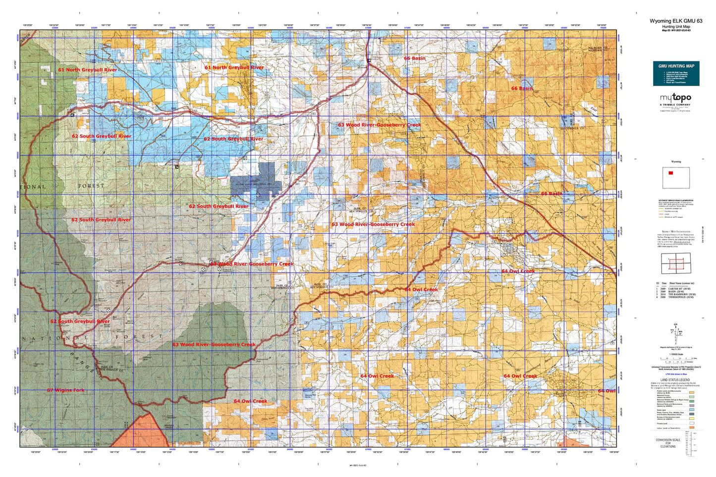 Wyoming Elk GMU 63 Map Image