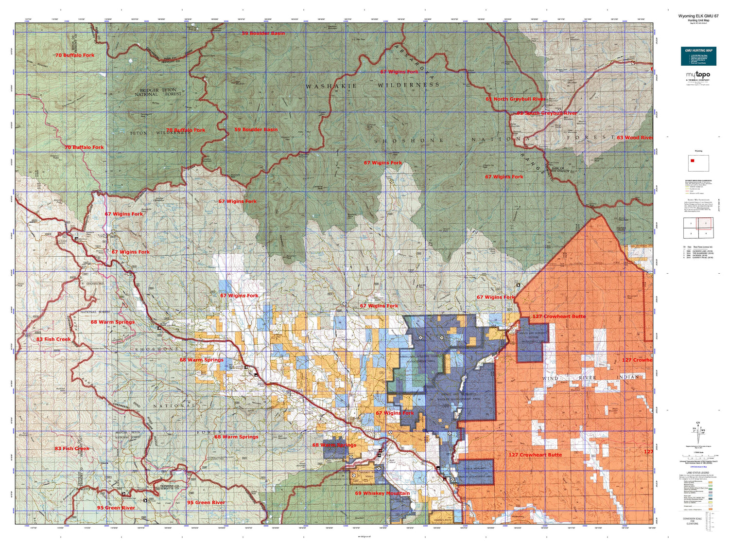 Wyoming Elk GMU 67 Map Image