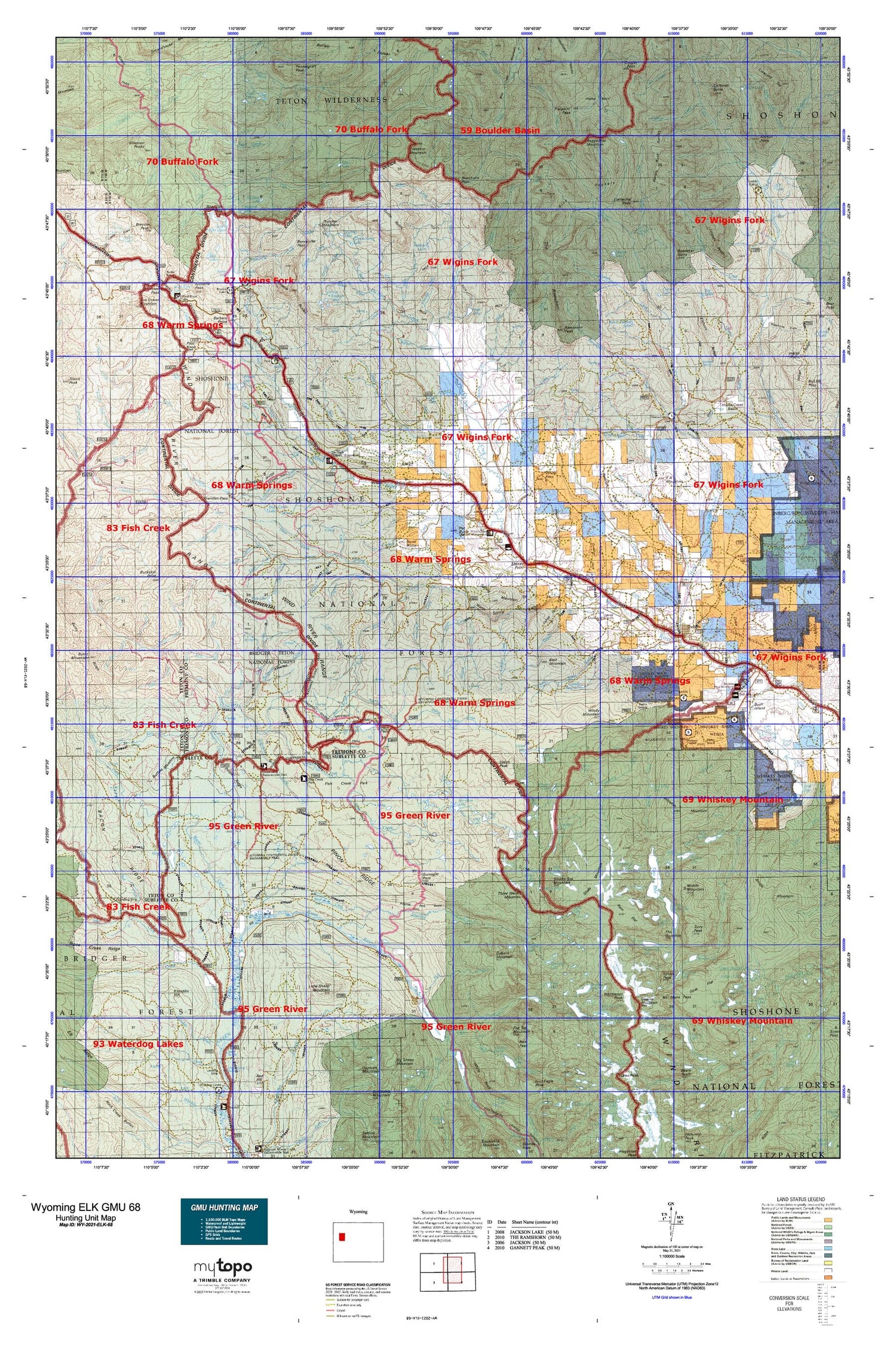 Wyoming Elk GMU 68 Map Image